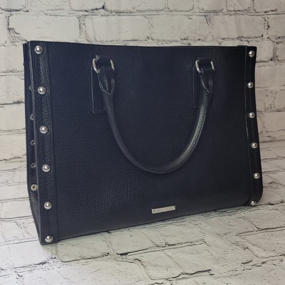 Rebecca Minkoff- Madison Satchel- Black with Studded sides-Black strap - Picture 4 of 13